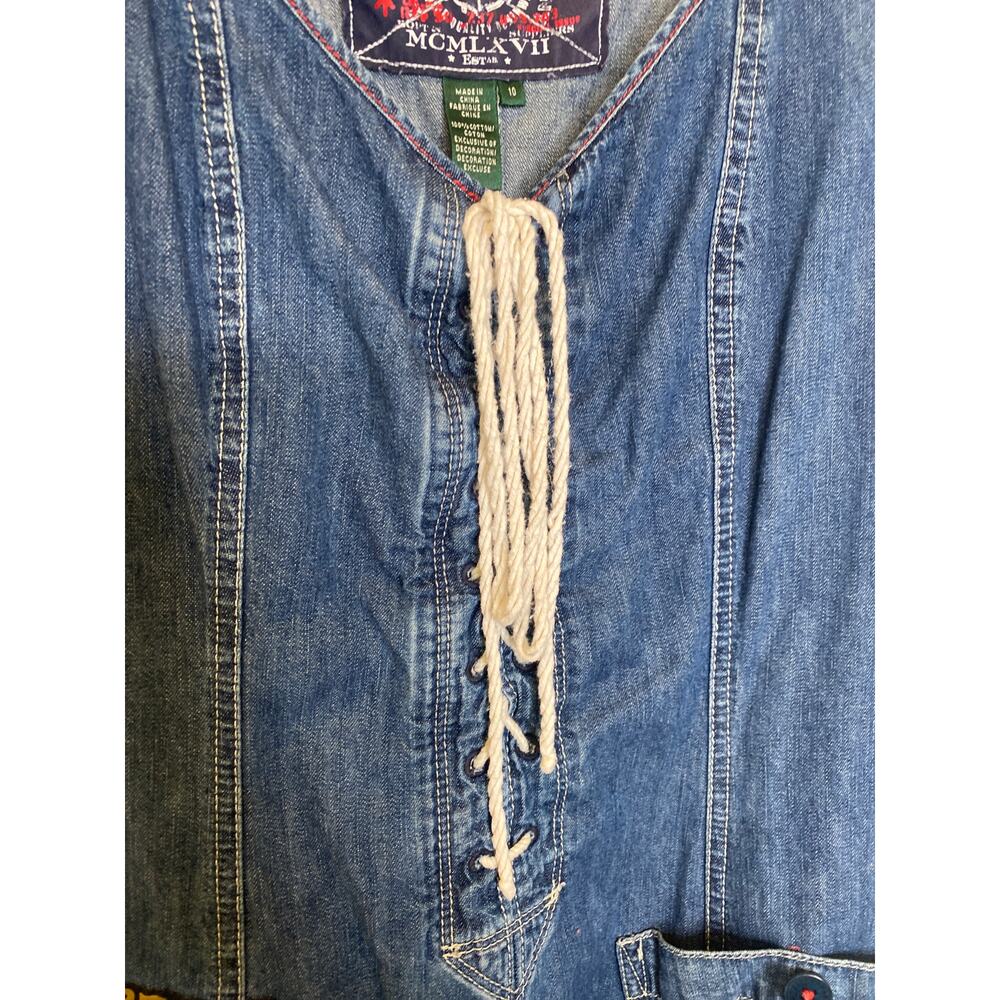 LRL Vintage Sleeveless Nautical Denim Dress Fit & Flare Lace Up Front EUC Sz 8 - Picture 2 of 14